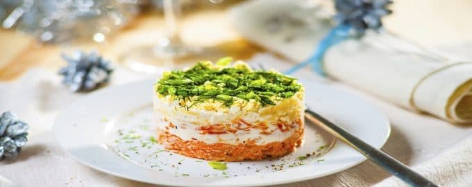 вариант подачи салата мимоза