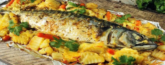 скумбрия с овощами в духовке