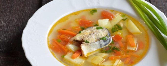 порция ухи на блюде