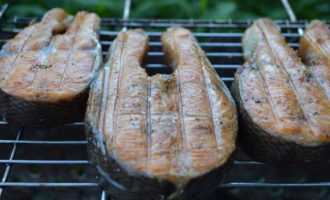 жарка семги на гриле