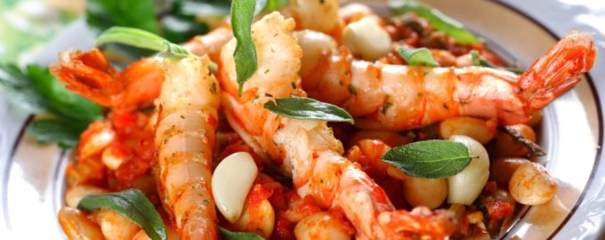 креветки с зеленью