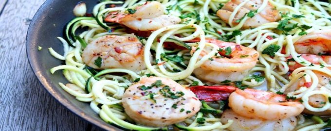 креветки с макаронами