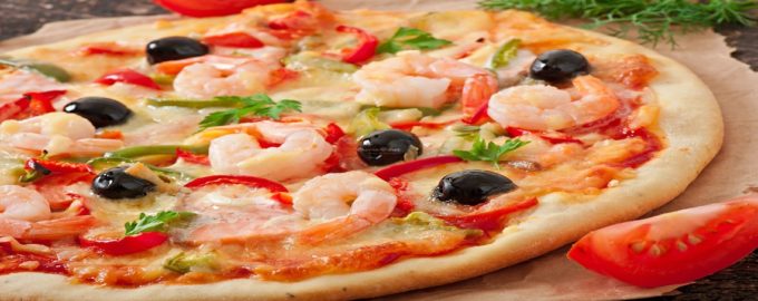 пицца с креветками и кальмаром