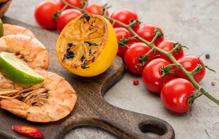 креветки с лимоном