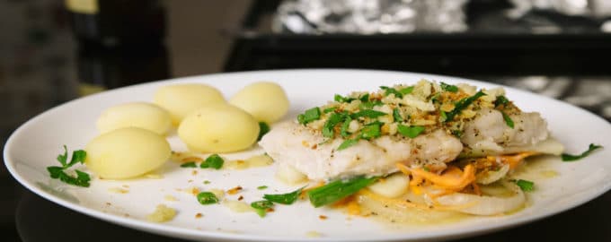 судак с картофилем