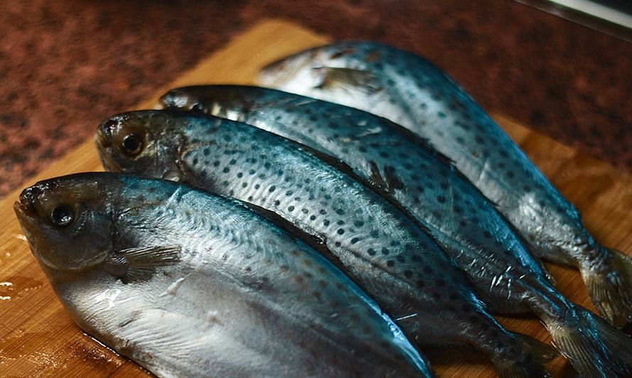 масляная рыба на доске 