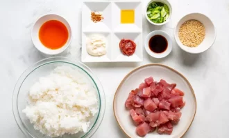 ингредиенты для донбури с рыбой