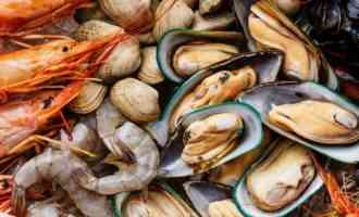 мидии и креветки