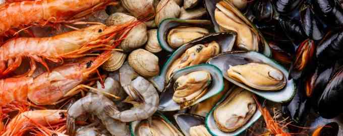 мидии и креветки