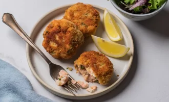 сервированные котлеты из семги