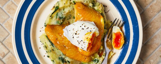 готовая треска со шпинатом и картошкой