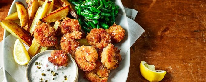 готовые креветки с картошкой