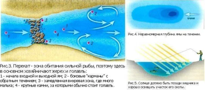 Выбор места рыбалки на реках и озерах